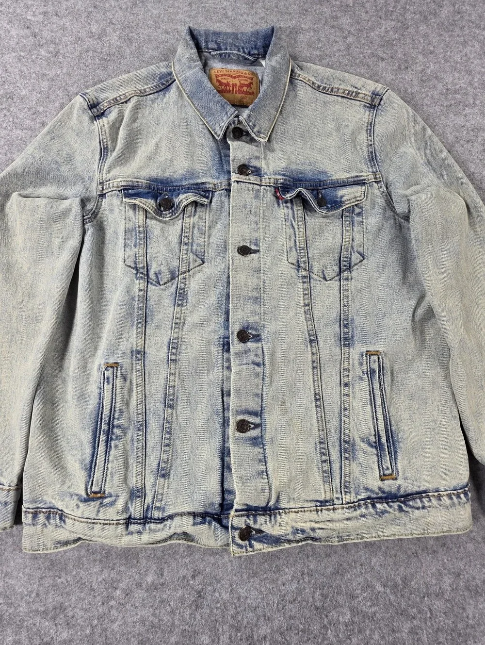 Levi's Light Blue Acid Wash Denim Jacket - Men's Trucker Jean Sz XL - Picture 2 of 9